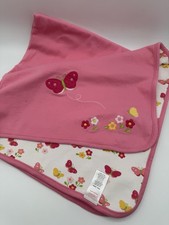 Gymboree Baby Girl Pink Butterfly Flower Cotton Blanket 2011 Floral 28x29 READ