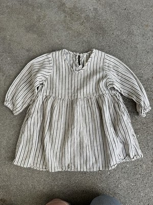 brown and white linen dress Ayla Linen Dress