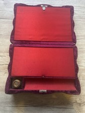 Antique Purple Velvet Writing Box With Ink Bottle.