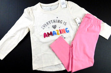 Gap Toddler Girl Outfit T-Shirt Pants SIZE 2T Fuzzy "Everything is Amazing" New