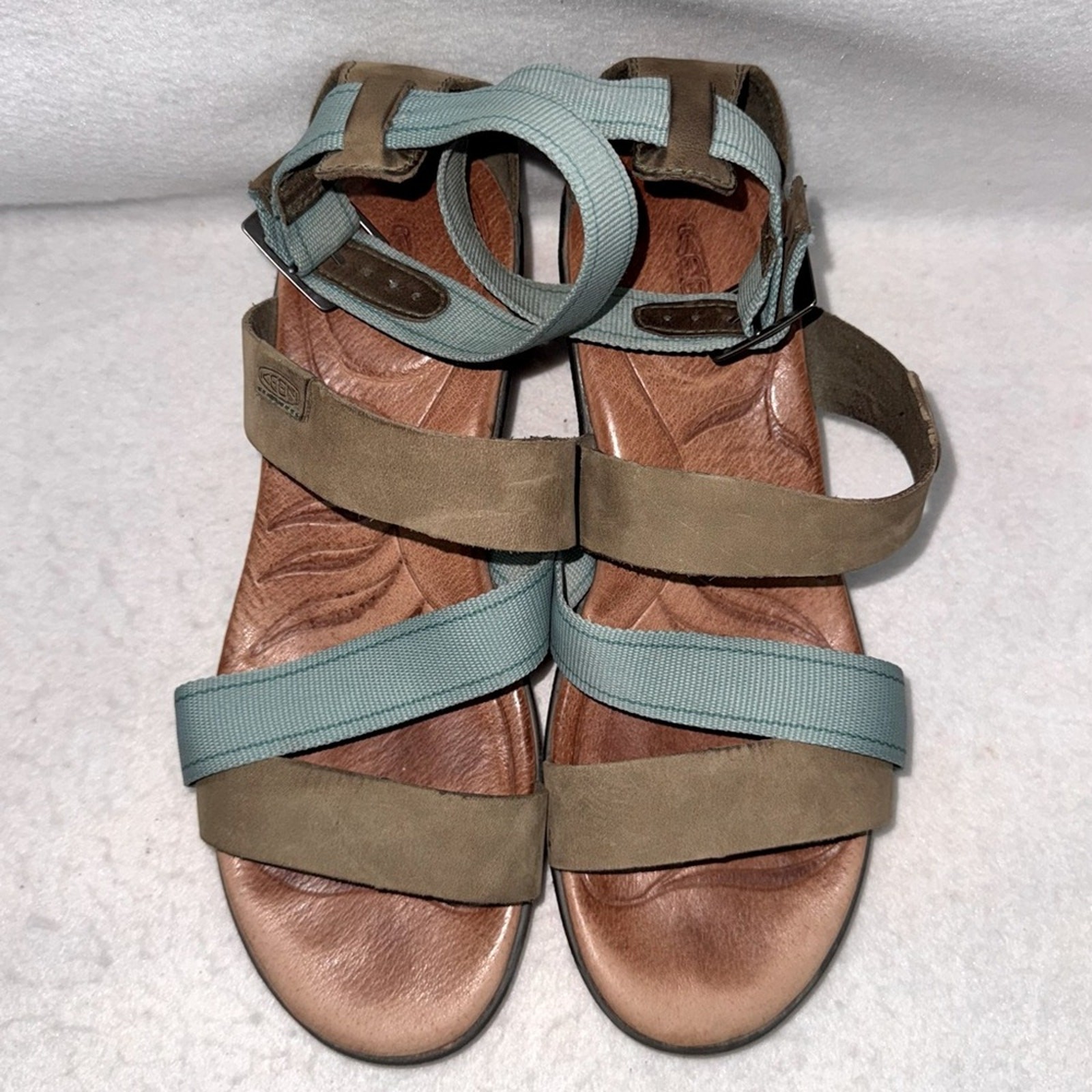 Sandali donna con cinturino Keen zeppe supporto arcobaleno verde acqua e tortora 7 5 cinturino alla caviglia