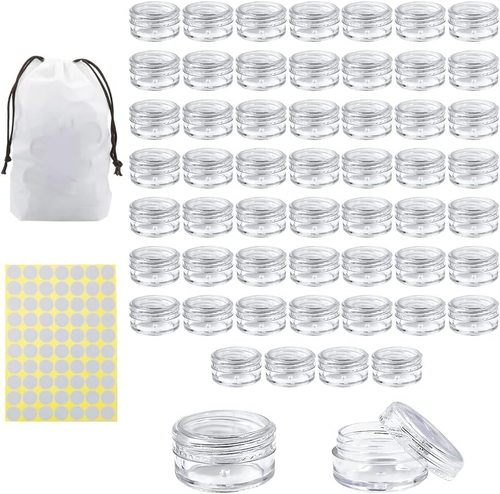 55Pcs 5 Grams Sample Containers with Lids and Labels, Small Little Mini Tiny Con - Picture 1 of 12