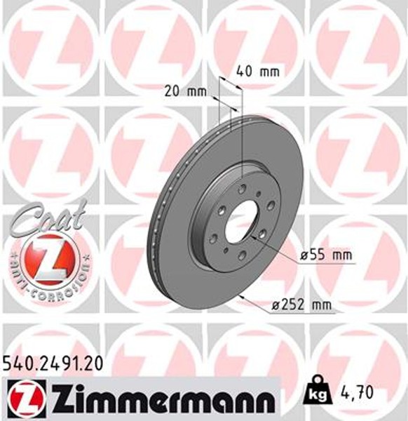 2X Zimmermann Bremsscheibe Coat Z 540.2491.20 FüR Splash Swift Opel Agila Suzuki-image