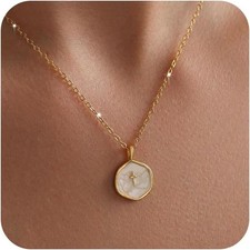 Cross Necklace for Women Dainty 14K Gold Plated Cross Necklace, Simple Cute Gold