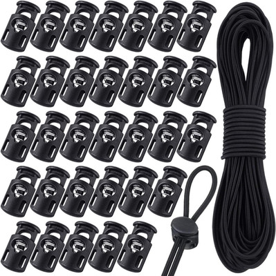 50 Pieces Cord Locks Spring Toggles Stoppers Plastic Single Hole End Stopper Sli