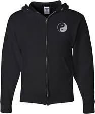 Yoga Full Zip Hoodie Yin Yang Pocket Print
