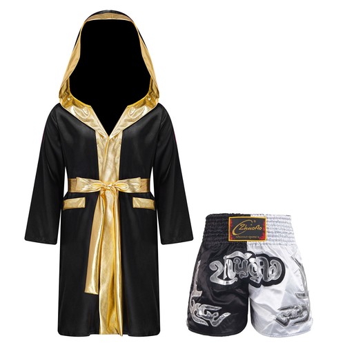 Kids Boys Sets With Belt Suit Open Front Outfit Patchwork Costume Shorts Robe - Picture 4 of 44