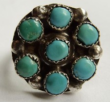 Navajo Turquoise Dot Ring Silver size 5 2/3