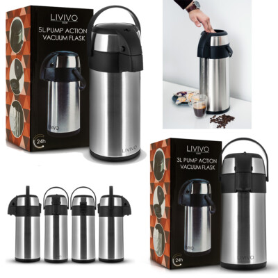 3L 5L Air Pot Tea Flask Pump Action Vacuum Insulated Safety Lock