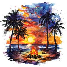 Wall Decal Sticker Tropical Summer Beach Wall Sticker 18X18cm Large