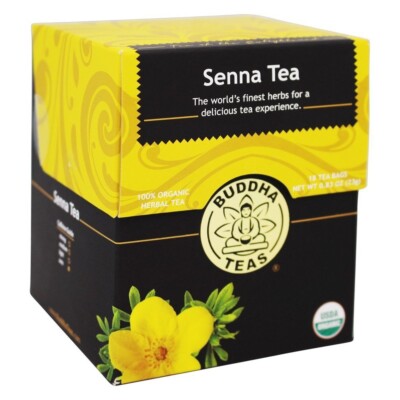Buddha Teas 100% Organic Herbal Senna Tea, 18 Tea Bags