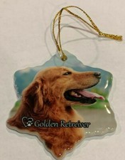 Golden Retriever Dog Porcelain Star Shaped Christmas Ornament New