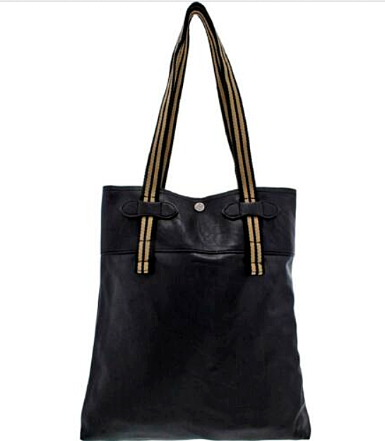 black vegan leather tote bag