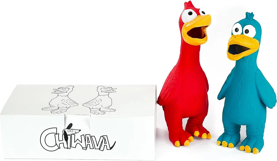 2 Pacco Squawking Giocattolo per Cani in Lattice Pollo Anatra Spremere Squeak Gi - Immagine 2 di 4