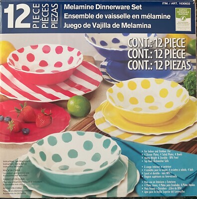 12 Piece durable, BPA free, eco friendly Dinnerware set