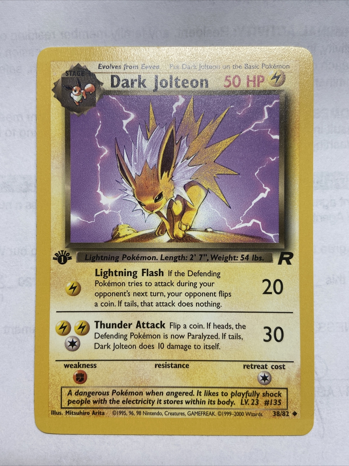 Mint/NM DARK JOLTEON #38 Team Rocket 1st Edition Uncommon Pokemon TCG