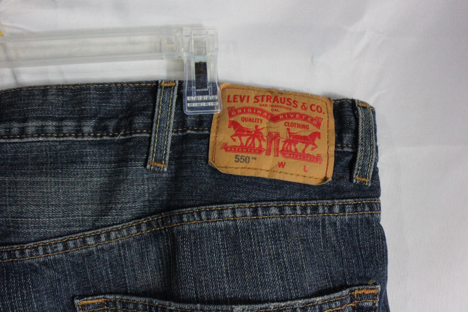 Levi’s Men’s 550 Relaxed Straight 44x32 Blue Jeans Dark Wash Baggy Loose thumbnail 7