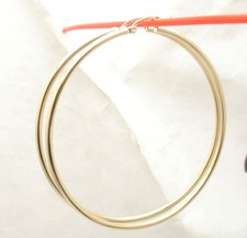 2mm X 60mm 2 3/8" Large Plain Shiny Hoop Earrings REAL 14K Yellow Gold