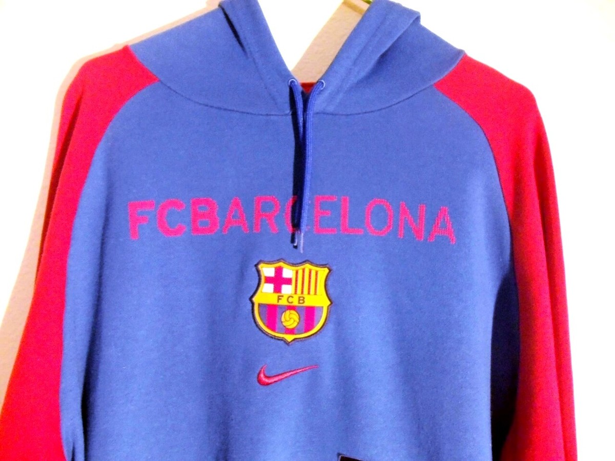 NIKE FCB BARCELONA HOODIE JACKET BLUE ROYAL/GYM RED SIZE MEN XL