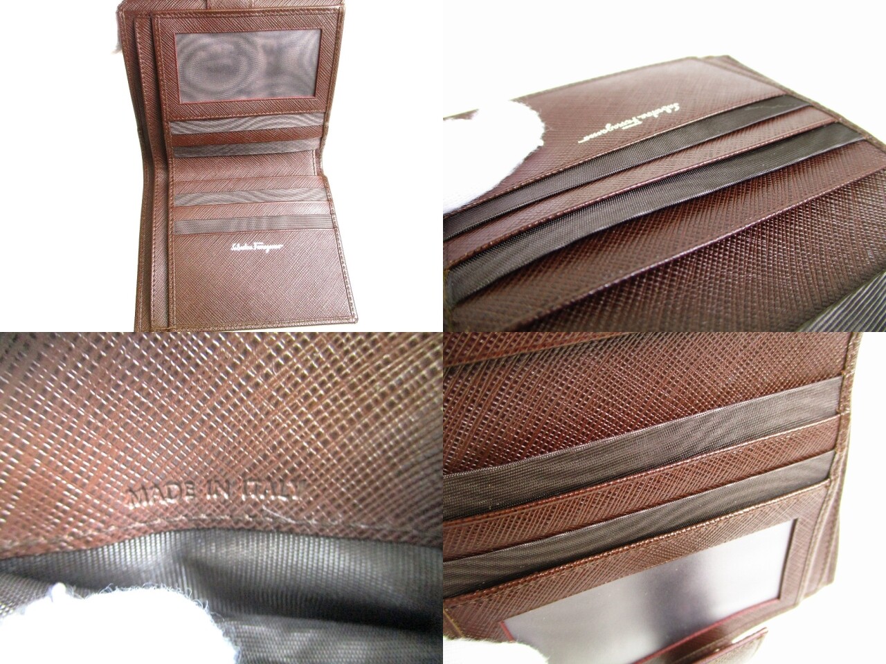 Auth Salvatore Ferragamo Gancini Dark Brown Leather Bifold Wallet #9578 image 8