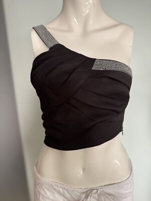 Edel Top Cropped Gereift Glitzer One Shoulder Gr 36 S Von Do+Be
