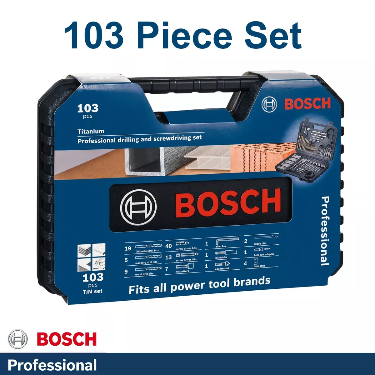Bosch Drill Bit Set Professional Titanium 103 Piece Screws Masonry