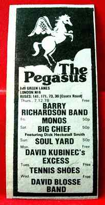 The Monos/Tennis Shoes London Gig Vintage ORIG 1978 Press/Magazine ADVERT 4''x 2''