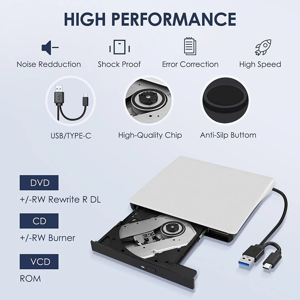 External DVD Drive CD Drive External USB 3.0 External for Laptop MacBook PC - Image 3 of 4