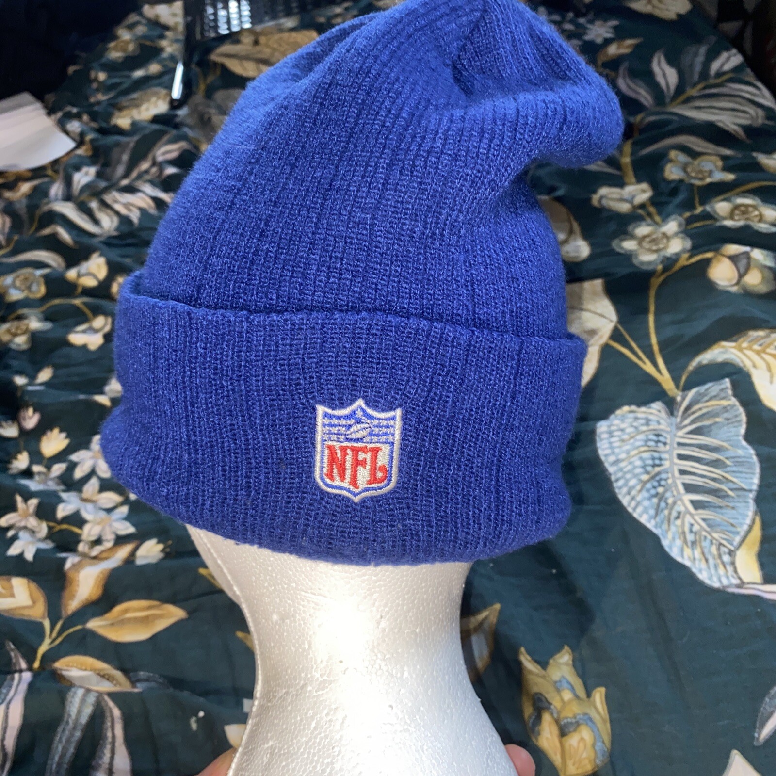 NFL Blue NY Beanie with Raised Embroidery by Reebok, One Size Fits All-image