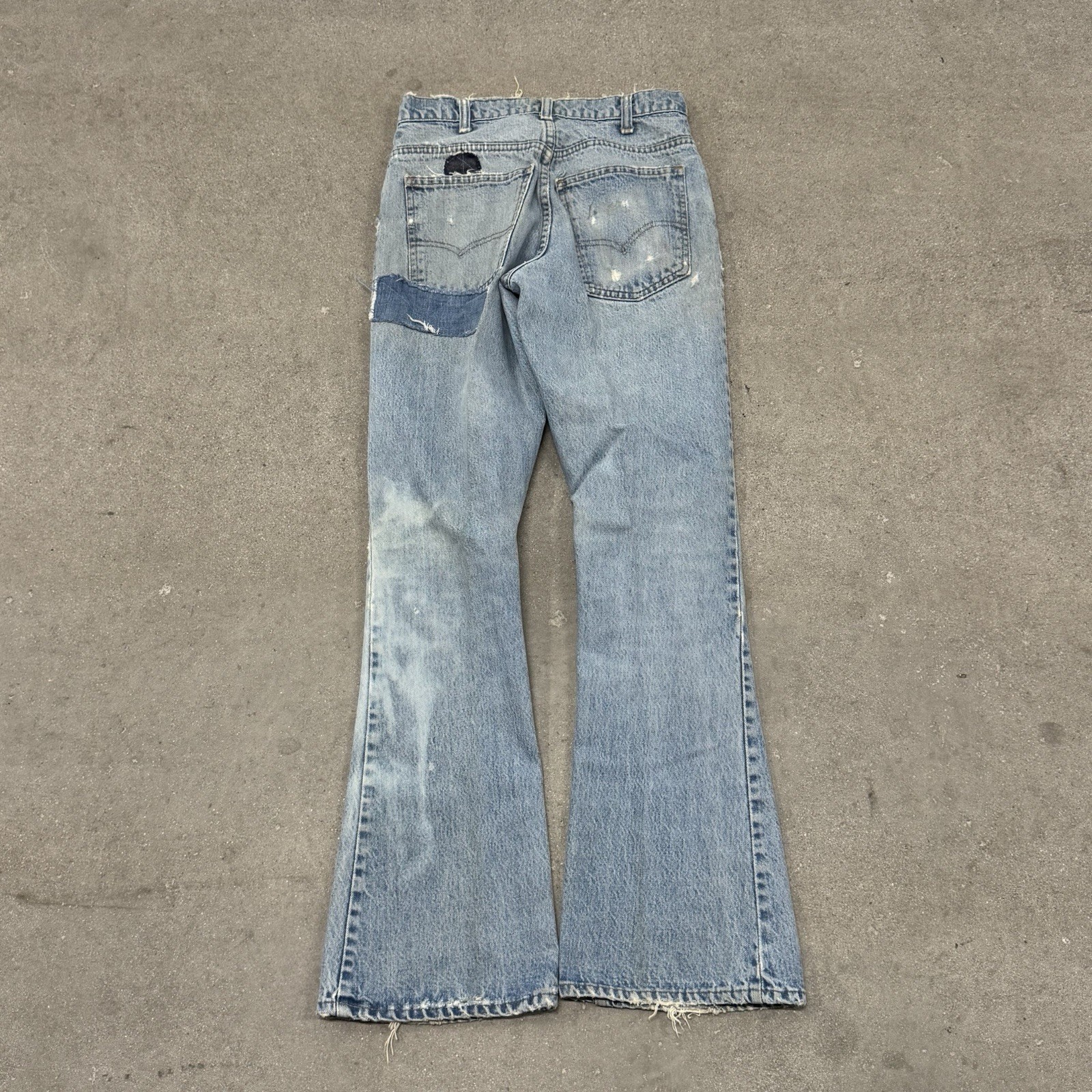 VTG  Levi’s 646-0217 Flare Bottom Jeans Orange Tab sz 27x32 70s Patchwork Hippy thumbnail 5