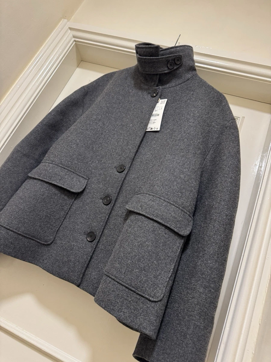 Manteau D'Hiver Zara Femme - Gris, Laine, Taille S - Occasion Très Bon État