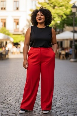 New Eloquii Gena Fit Kady Ankle Trouser Pants Lipstick Red Sz 28R - 54  x 30 