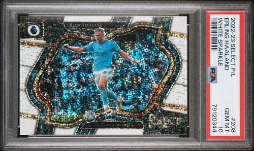 ERLING HAALAND 2022-23 Panini Select EPL #208 WHITE SPARKLE SSP PSA 10 GEM Pop 6