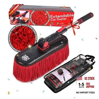 Car Duster Exterior with Extendable Handle, Scratch Free Auto Wash Bright Red