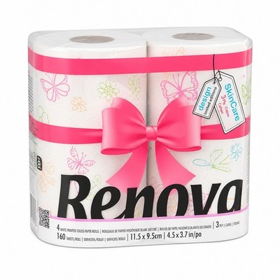 Renova Spring Edition Toilet Paper - 4 Rolls/Pack, 3-Ply, 160 Sheets, Seasonal