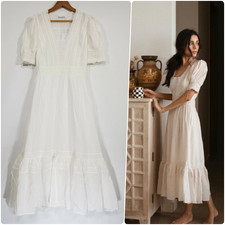 NWT Reformation Betsie Lace Detail Organic Cotton Midi Dress Ivory Size 2 278