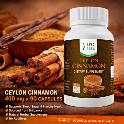 True Ceylon Cinnamon 400 mg x 90 Caps | Blood Sugar & Immune Support | DDP - USA