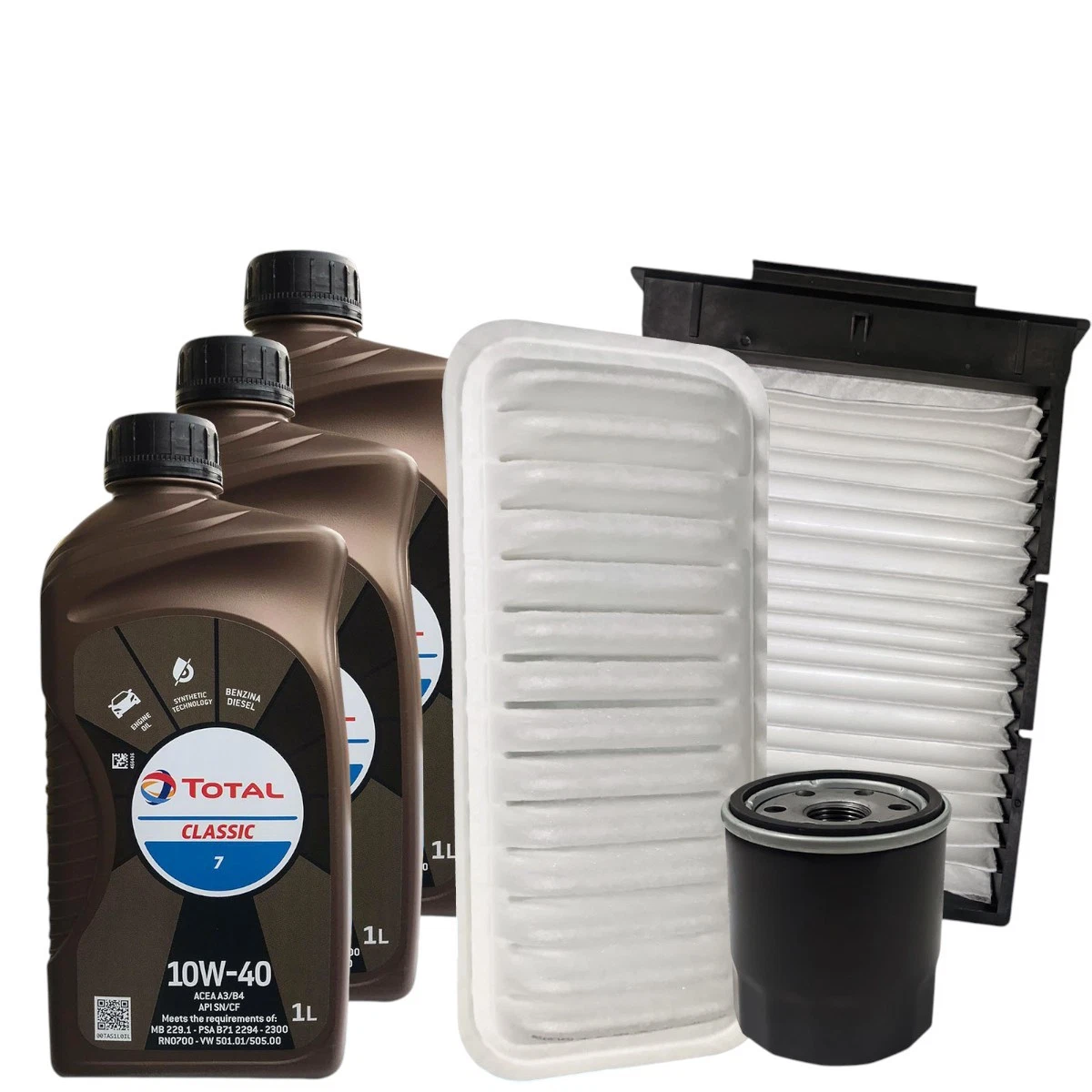 Tagliando compatibile con TOYOTA Aygo 1.0 VVT-i 53 kw Benzina 2018-2024 - 3 Lt di olio + 3 Filtri
