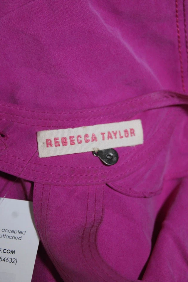 Rebecca Taylor Womens Silk V Neck Ruffle Trim Drawstring Dress Pink Size 0 - Image 4 of 4