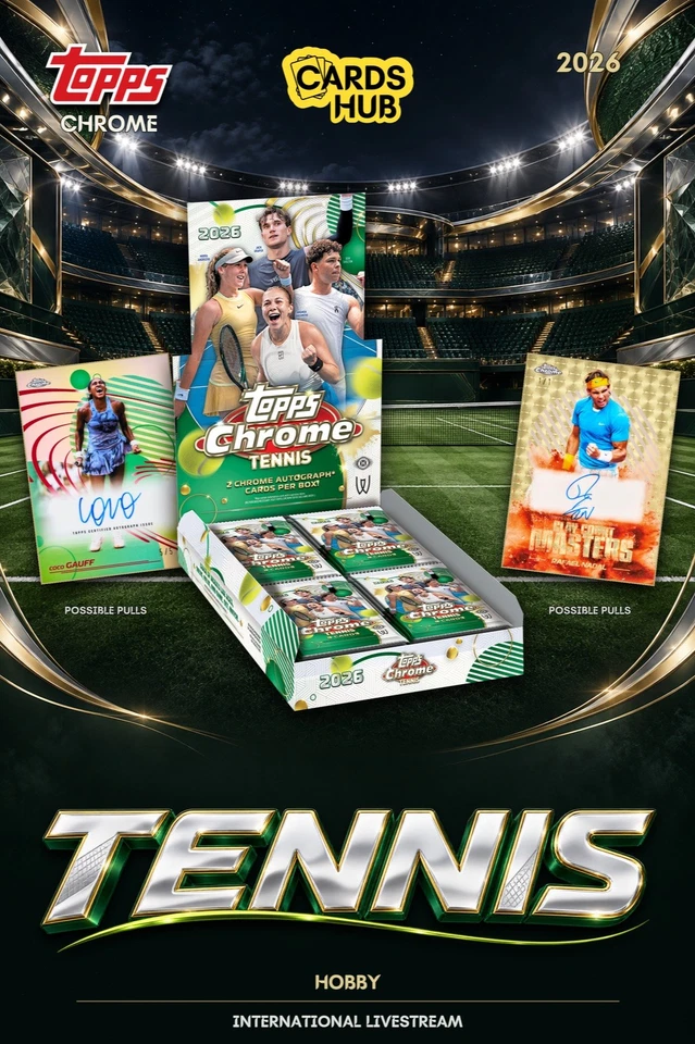 🎾 TOPPS CHROME TENNIS 2026 HOBBY 3 BOX 1/4 CASE BREAK #2