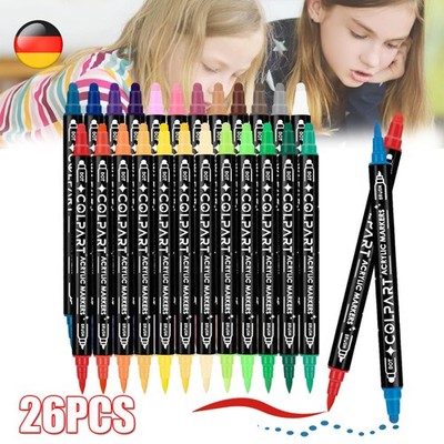 26 Farben Acrylstifte für Steine Wasserfest Acrylic Marker Dual Tip Stifte Set