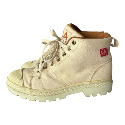 Vintage 90s LA GEAR High Top Womens Chunky Boots Tan Star gear Booties Y2K Rare