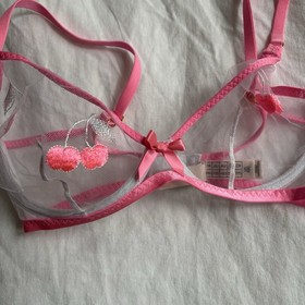 Agent Provocateur Bra 32 D 32D Cherry Pink Hot Donnie Plunge Underwire