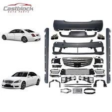 For 2007~2013 Benz S550 W221 Upgrade S65 AMG Style Bumper Body Kit & Side Skirts