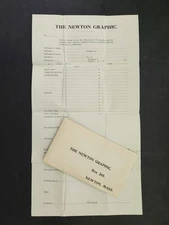 1916 antique NEWTON GRAPHIC me NEWSPAPER AD FORM weddings