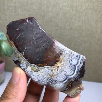 Natural Mexican agate slice Crystal gemstone Polished/rough Specimen 69g A1678