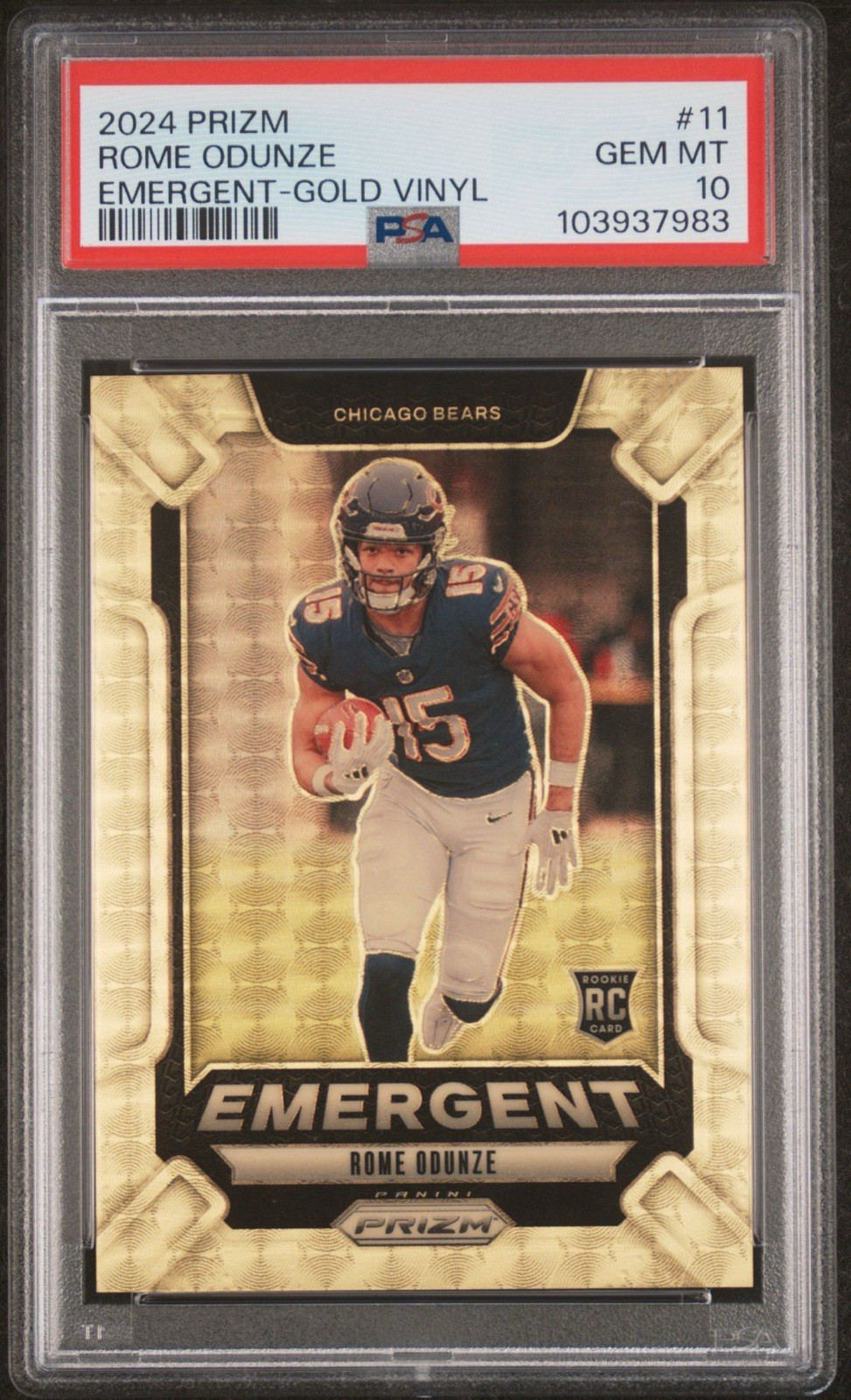 Rome Odunze Panini Prizm Emergent #11 Gold Vinyl