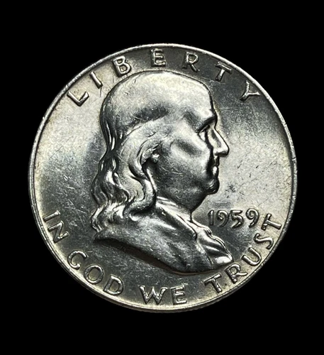 1959-D Franklin Half Dollar AU with Much Mint Luster - 52011a