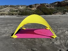 “Bechit – The All-in-One Beach Shade & Towel Tent” "Pink & Yellow"
