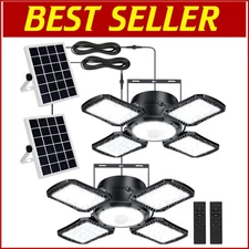 176LED Solar Motion Sensor Pendant Light - 5 Modes with Remote Control (2 Pack)